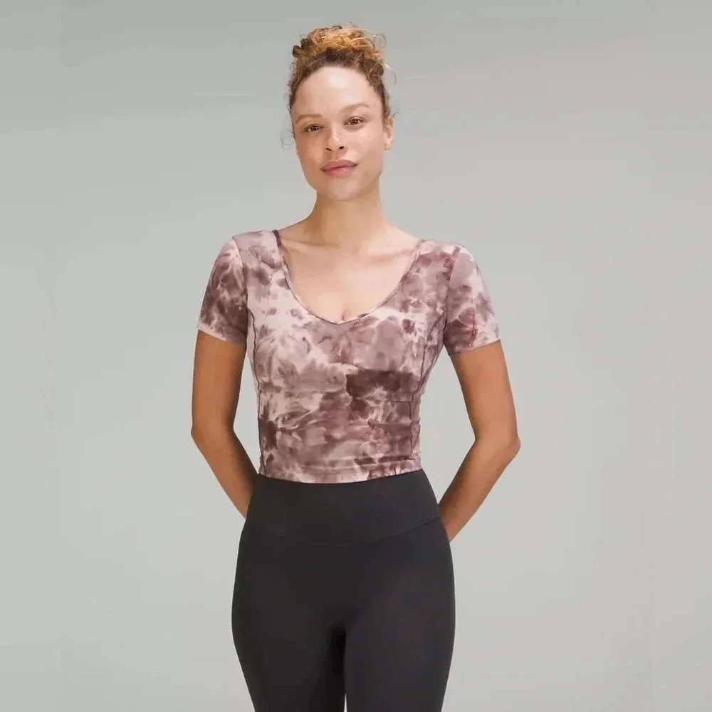 Lululemon Align Tee Diamond Dye Neutral Color Top Size 6 New - Picture 3 of 10